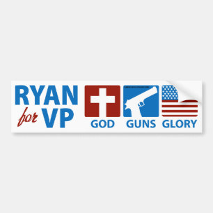 Ryan for VP God Guns Glory Bumper Sticker