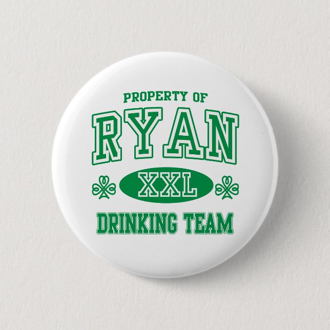Ryan Irish Drinking Team Button (Front)