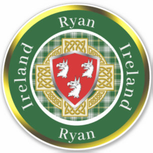 Ryan Irish Shield/Celtic Cross Personalized Sticker
