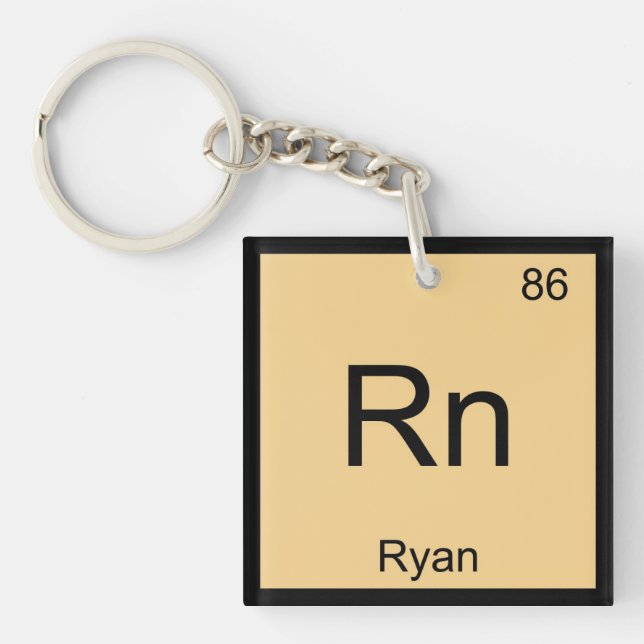Ryan Name Chemistry Element Periodic Table Keychain (Front)