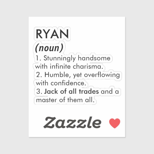 Ryan name, Editable name, Custom name Sticker (Sheet)