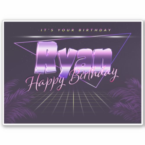 Ryan Name First name lila retro Sticker Birthday