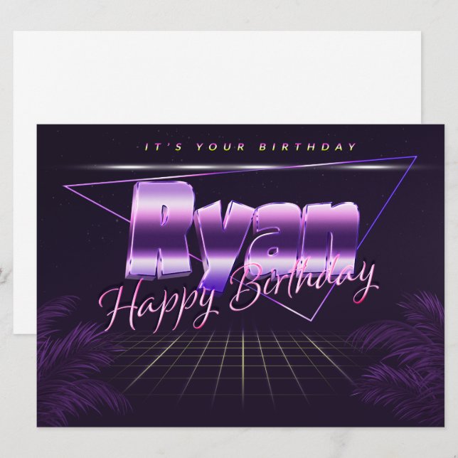 Ryan Name First Name pura retro card Birthday (Front/Back)