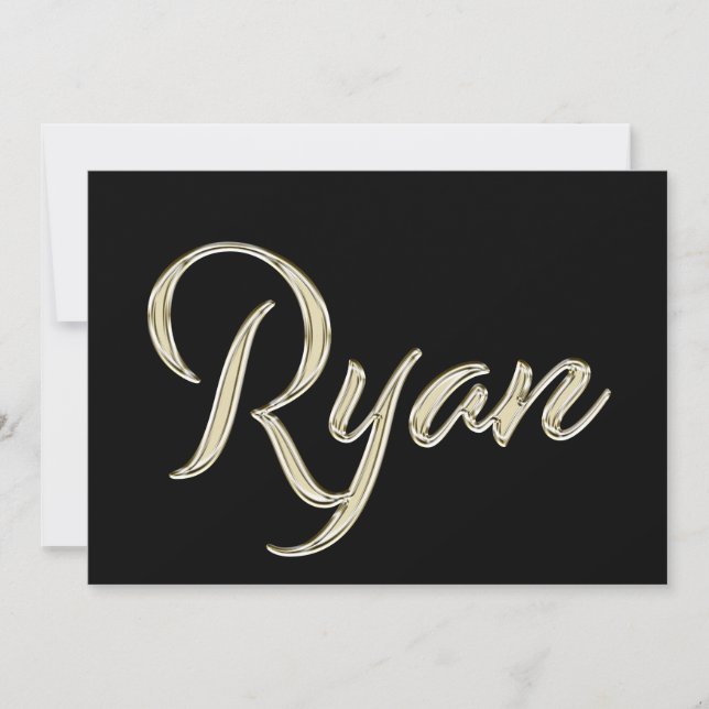 Ryan Name white gold Handwriting Card (Front)