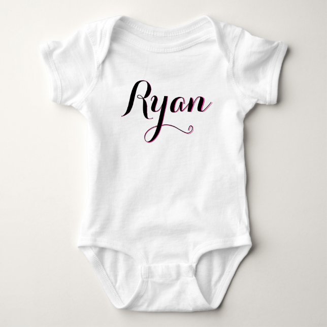 Ryan pink and white girls baby outfit bodysuit (Front)