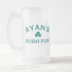Ryan's Irish Pub Frosted Glass Beer Mug
