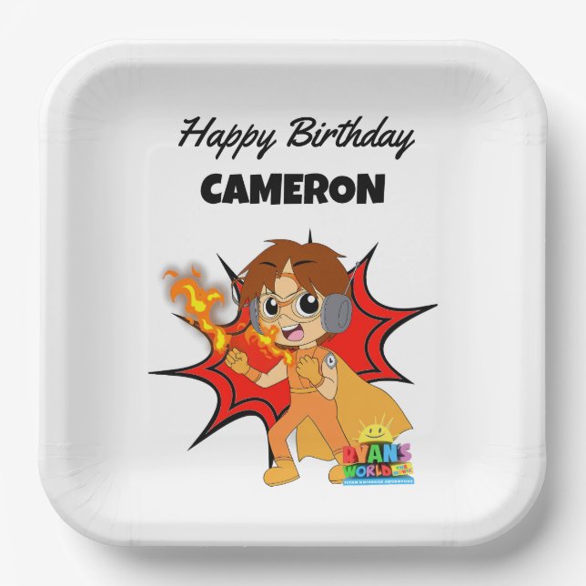 Ryan's World Birthday Paper Plates (Front)