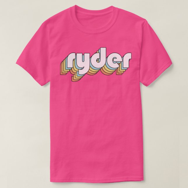 Ryder Retro Rainbow Typography Faded Style T-Shirt (Design Front)