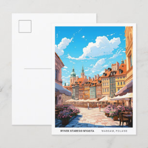 Rynek Starego Myasta Warsaw Poland Vintage Travel Postcard
