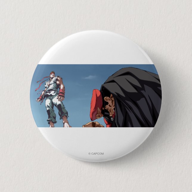Ryu Defeat Bison Button (Front)