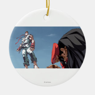 Ryu Defeat Bison Ceramic Ornament