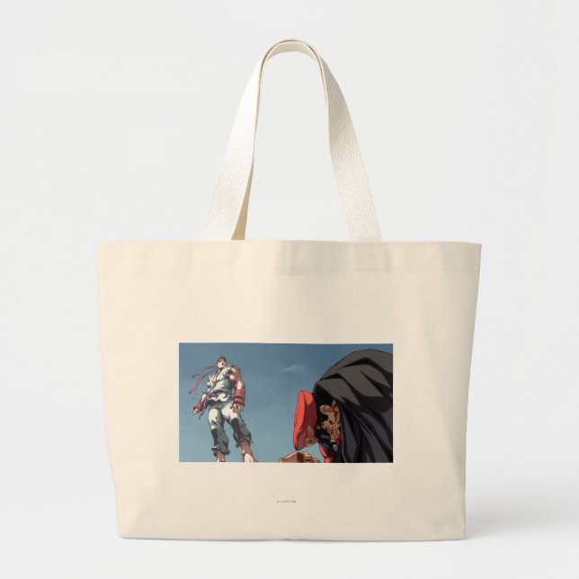 Ryu Defeat Bison Large Tote Bag (Front)