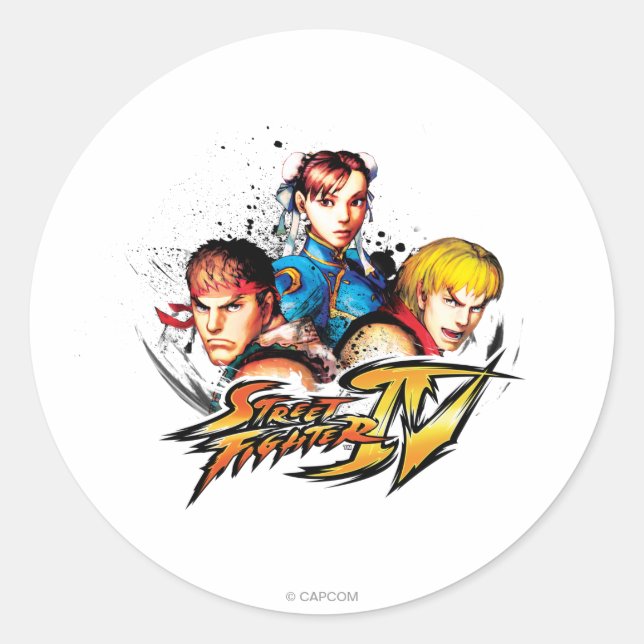 Ryu, Ken & Chun-Li Classic Round Sticker (Front)