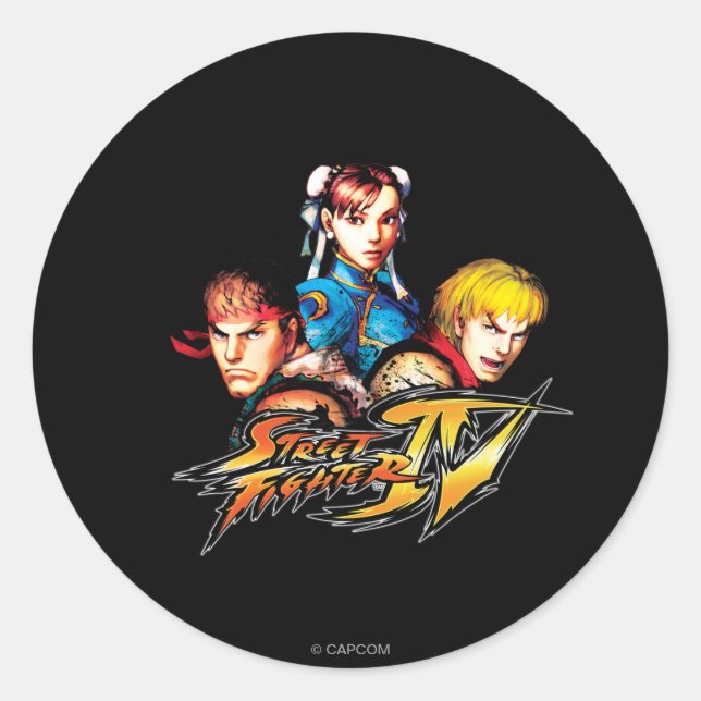 Ryu, Ken & Chun-Li Classic Round Sticker (Front)