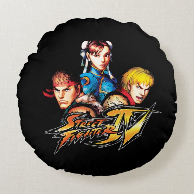 Ryu, Ken & Chun-Li Round Pillow (Front)