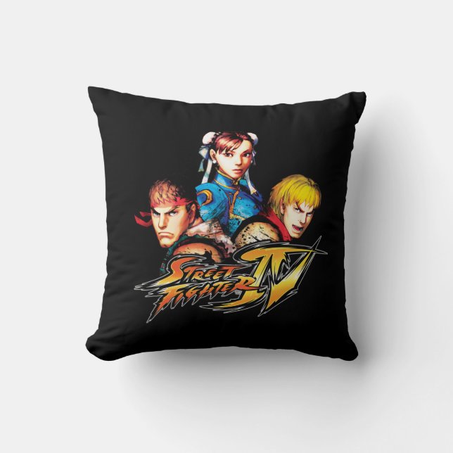 Ryu, Ken & Chun-Li Throw Pillow (Front)