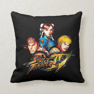 Ryu, Ken & Chun-Li Throw Pillow