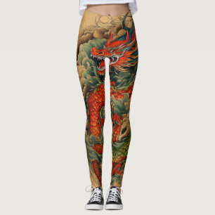 Ryū no Yume: Majestic Japanese Dragon Back Tattoo Leggings