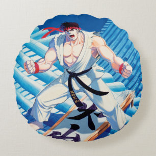 Ryu on Roof Round Pillow