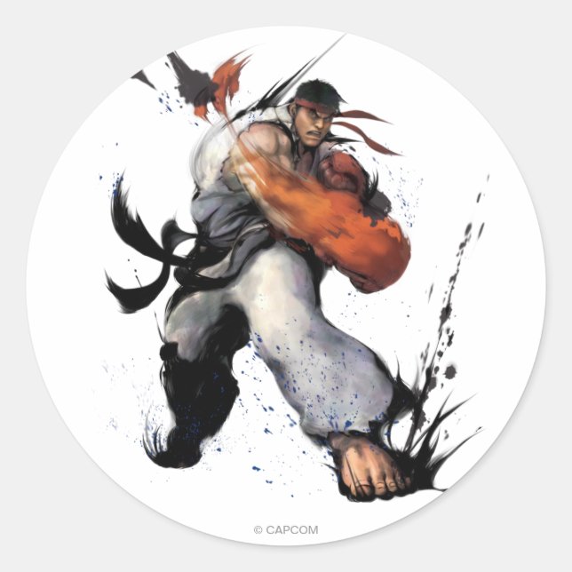 Ryu Punch Classic Round Sticker (Front)