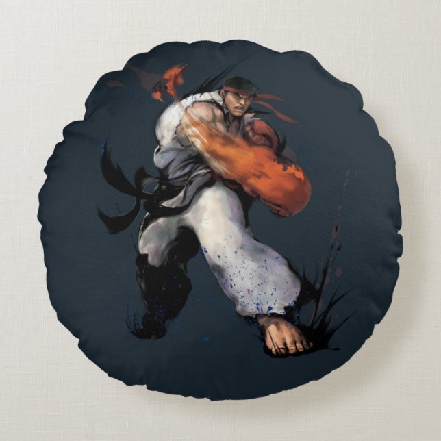 Ryu Punch Round Pillow (Front)