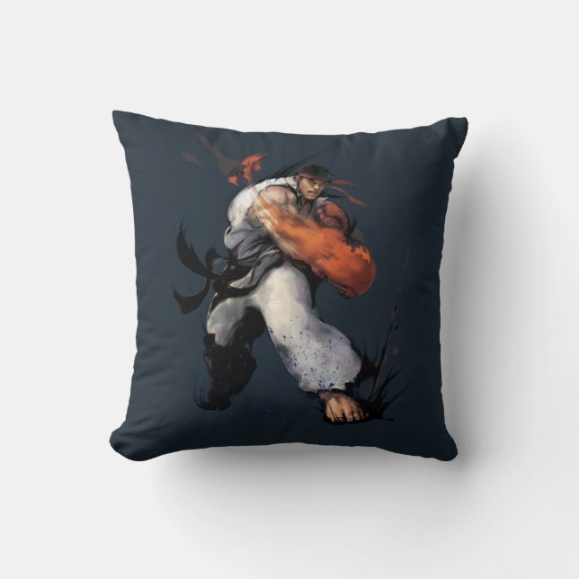 Ryu Punch Throw Pillow (Front)