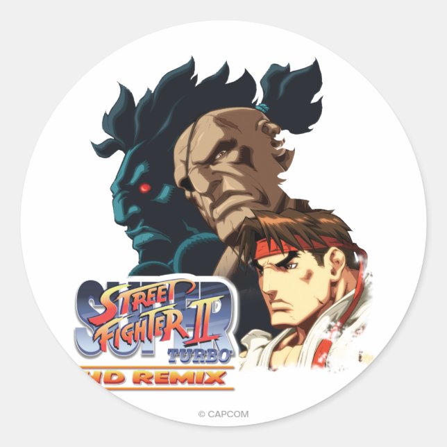 Ryu, Sagat & Akuma Classic Round Sticker (Front)