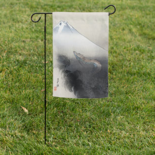 Ryu Shoten: Ascending Dragon over Fuji, Japan Garden Flag