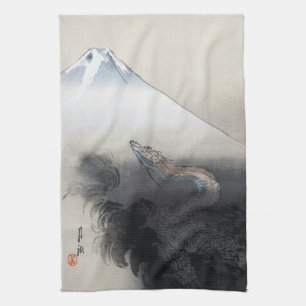 Ryu Shoten: Ascending Dragon over Fuji, Japan Kitchen Towel