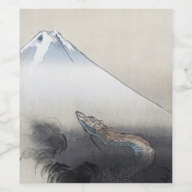 Ryu Shoten: Ascending Dragon over Fuji, Japan Wine Label (Single Label)