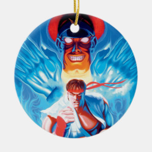 Ryu Versus Bison Ceramic Ornament