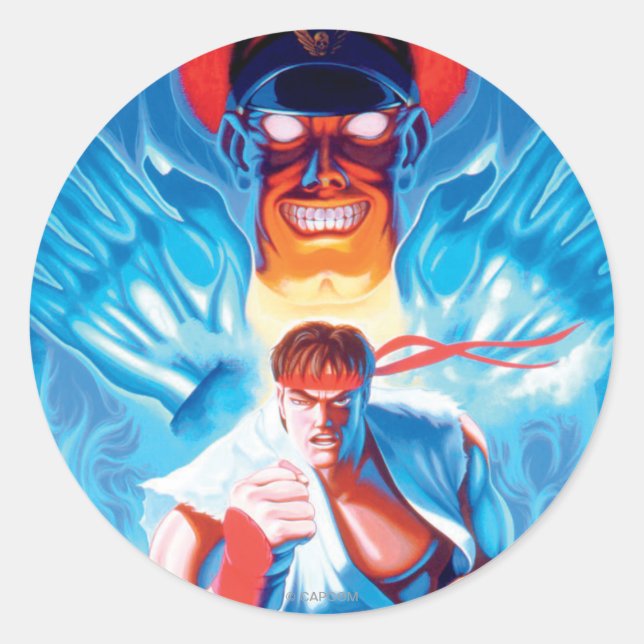 Ryu Versus Bison Classic Round Sticker (Front)