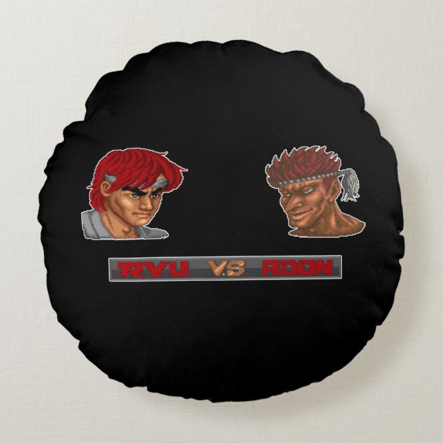 Ryu Vs Adon 2 Round Pillow (Front)