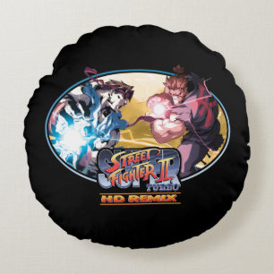 Ryu Vs Akuma 2 Round Pillow