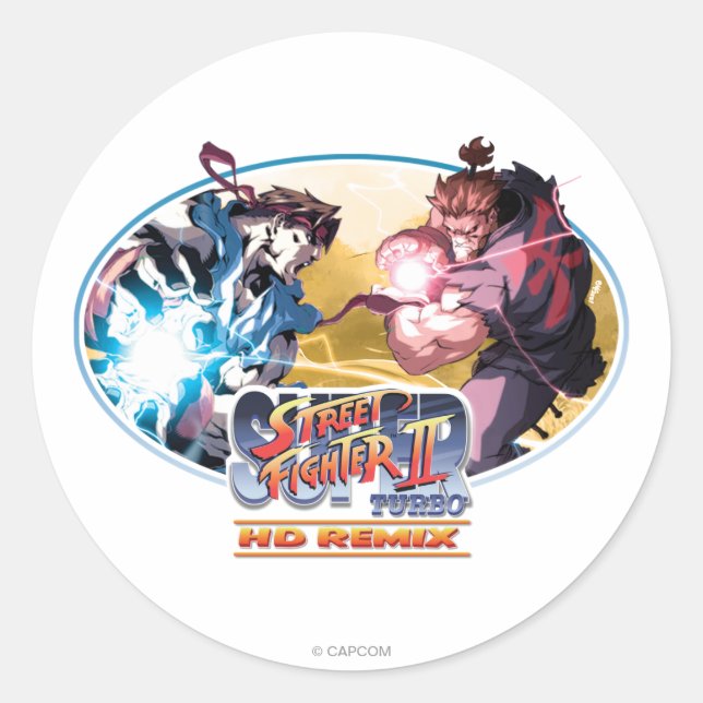 Ryu Vs Akuma Classic Round Sticker (Front)
