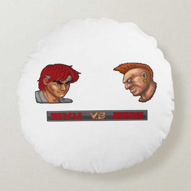 Ryu Vs Birdie 2 Round Pillow (Front)
