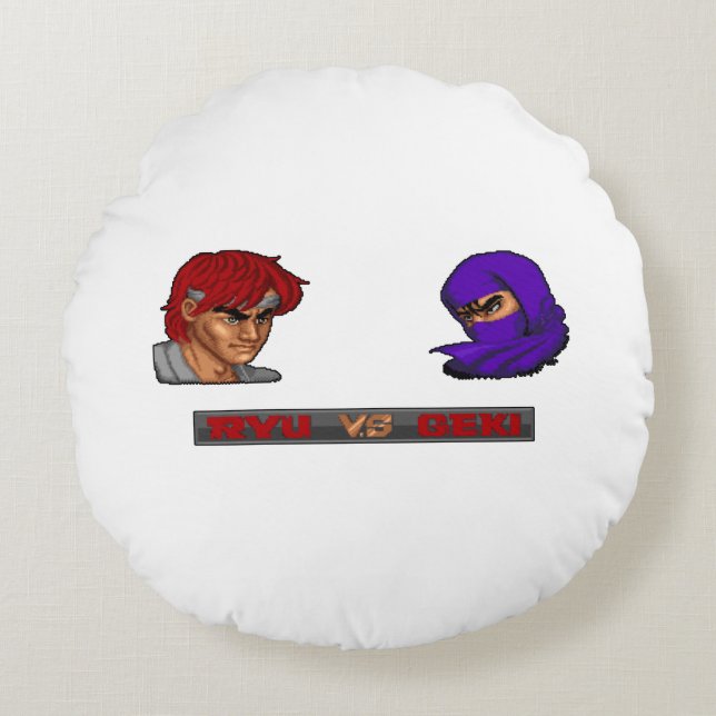 Ryu Vs Geki 2 Round Pillow (Front)