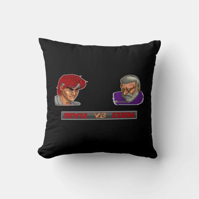 Ryu Vs Gen Throw Pillow (Front)