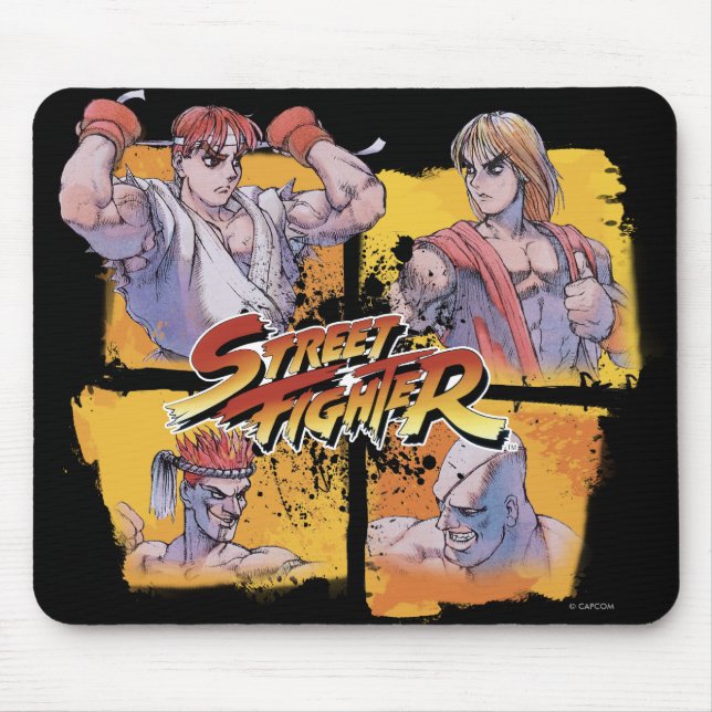 Ryu Vs Ken & Adon Vs Sagat Mouse Pad (Front)