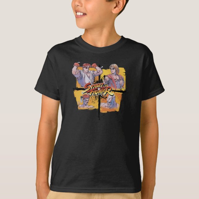 Ryu Vs Ken & Adon Vs Sagat T-Shirt (Front)
