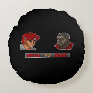 Ryu Vs Mike 2 Round Pillow