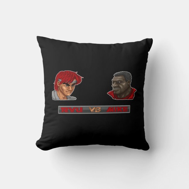Ryu Vs Mike 2 Throw Pillow (Front)