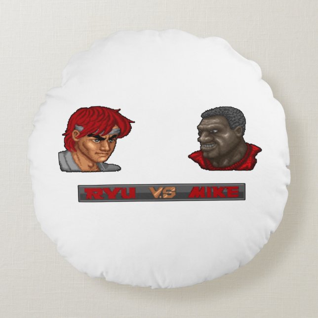 Ryu Vs Mike Round Pillow (Front)