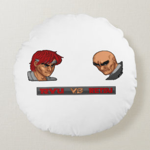Ryu Vs Retsu Round Pillow