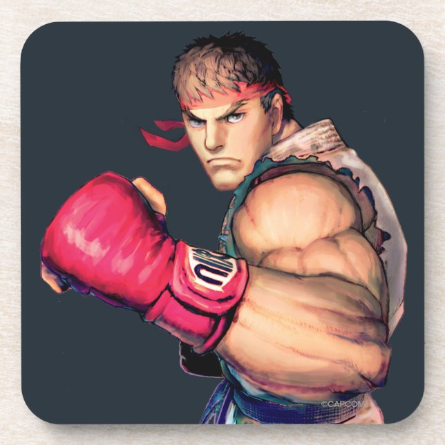 Ryu with Fist Raised Coaster (Front)