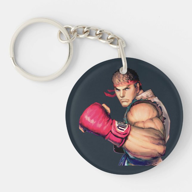 Ryu with Fist Raised Keychain (Front)