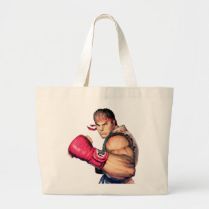 Ryu with Fist Raised Large Tote Bag