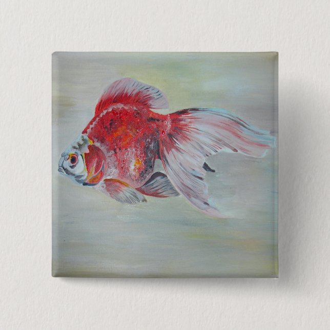 Ryukin Goldfish Acrylic Painting Button (Front)