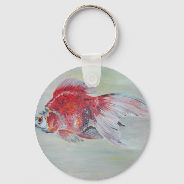 Ryukin Goldfish Acrylic Painting Keychain (Front)