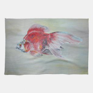 Ryukin Goldfish Acrylic Painting Kitchen Towel
